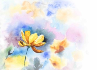 Yellow flower with colorful sky - 335942426