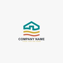 Home line logo design. Real estate illustration symbol. Outline the house icon vector.