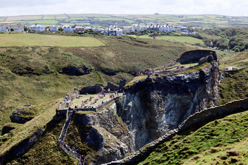 Tintagel (England), UK - August 10, 2015: Tintagel site near the coast, Cornwall, United Kingdom.