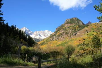 Maroon Bells at the Elk Mountains in state of Colorado