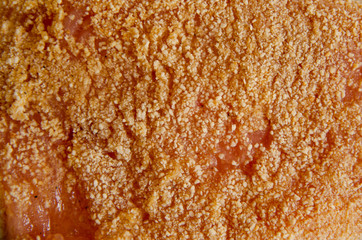 texture of chicken cutlets in a coating in a pan