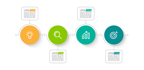 Minimal Business Infographics template. Timeline with 4 steps, options and marketing icons .Vector linear infographic with four conected elements. Can be use for presentation.