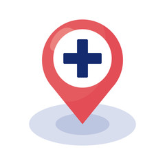 medical cross symbol in pin location detaild style
