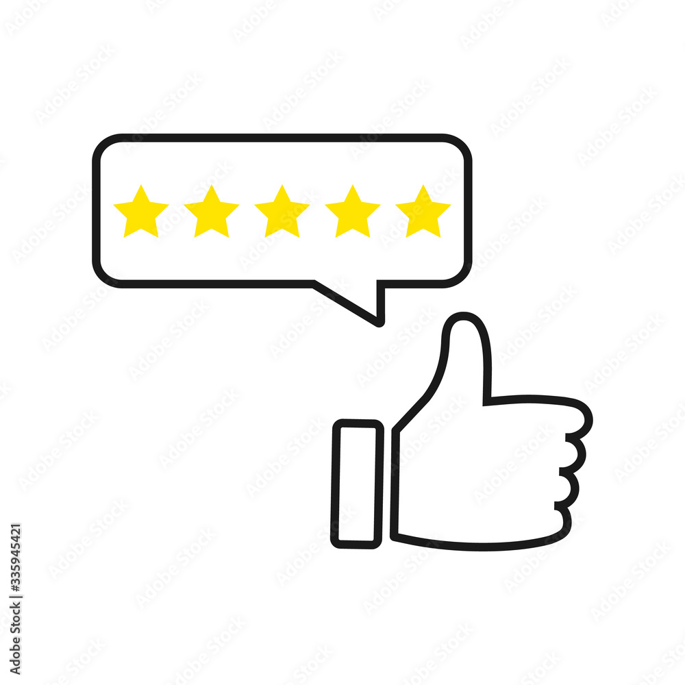 Poster five star rating linear icon. thin line illustration. contour symbol. vector isolated outline drawin