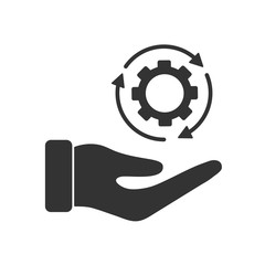 Hand holding a gear icon vector icon