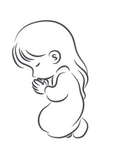 kid praying vector drawing cartoon