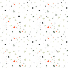 Vector terrazzo seamless pattern. Abstract textured background done from real broken small tile chips. Modern stone color pastel marble wallpaper for print and web.