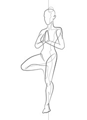 Tree Yoga Pose One Continuous Line Abstract Vector Graphic Icon 
