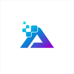 Vector Letter A logo design concept, Technology and digital abstract dot connection cross. vector illustration
