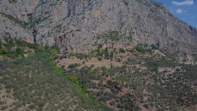 Aerial view of Delfos ruins in Greece