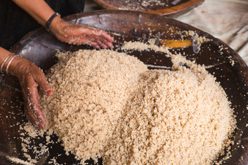 Preparing Couscous in M'Hamid El Ghizlane.