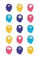 bundle of profiles mental health silhouette style icon