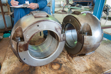 industrial row lock, rowlock in a mechanic workshop inspected for maintenance jobs in a geothermal...