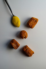 Soft pretzel nuggets with mustard