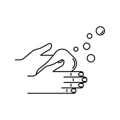 Obraz premium Wash hands with soap vector icon. Minimalist line art vector illustration isolated on white background.