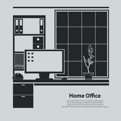 Home office interior. Vector illustration
