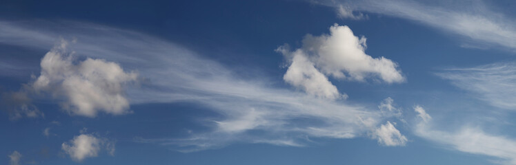 Blue sky with white clouds, natural backgrounds, panoramic sky	