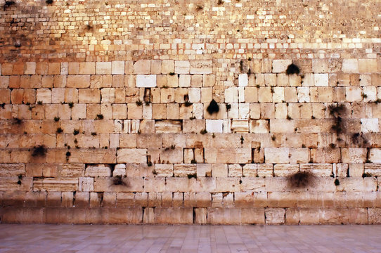 The Western Wailing Wall Kotel empty in Jerusalem old city Israel
