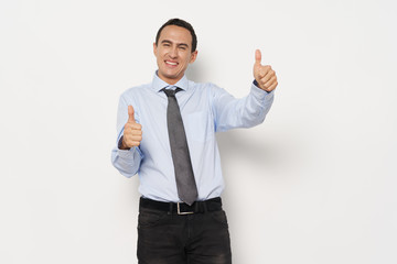 businessman showing thumbs up