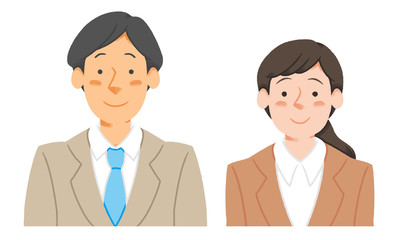 Fototapeta premium スーツ姿の男女 セット 笑顔