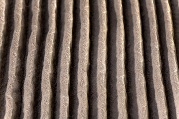 Close up of home air filter showing the dirt and particle cause bacteria inflection and sickness.