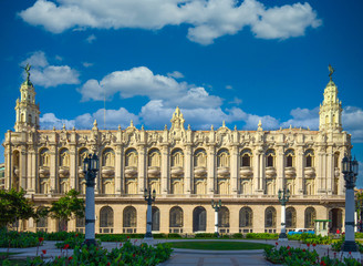 Fototapeta premium Havana Gran Theater (Gran Teatro de La Habana) home to the Cuban National Ballet located in front of El Capitolio in Old Havana City Center (Havana vieja)