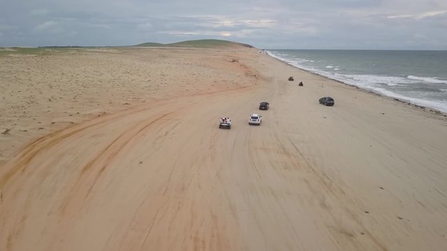 Aerial Image of car ride through to between Jericoacoara and Prea, on the coast of Ceara, Brazil
