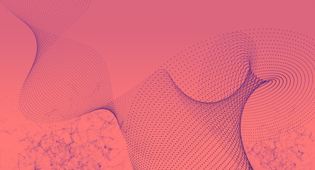 Futuristic Wave Particles with pink background