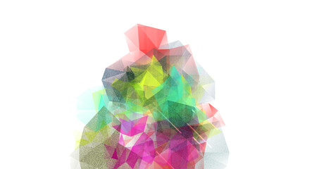 Polygon grunge colorful triangle shape on white background