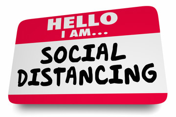 Hello I Am Social Distancing Keep Distance Away from Others Name Tag 3d Illustration
