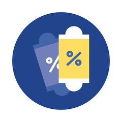 tags hanging with percent symbols block and flat style