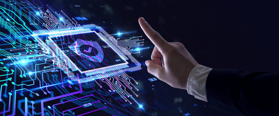 Cyber security data protection business technology privacy concept. Young businessman  select the...