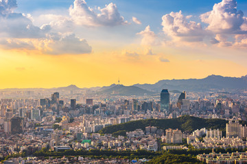 Sunset at Seoul City Skyline,South Korea - 335970060