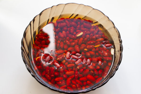 Red Beans Soaked In A Bowl Of Water