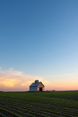 Rural sunset and barn with vibrant colors.  La Salle county, Illinois.