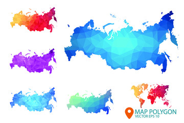 Fototapeta na wymiar Russia Map - Set of geometric rumpled triangular low poly style gradient graphic background , Map world polygonal design for your . Vector illustration eps 10.