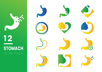 set of Blue Orange Stomach care logo designs concept vector inside circle, Creative Symbol, Icon design template isolated on white background