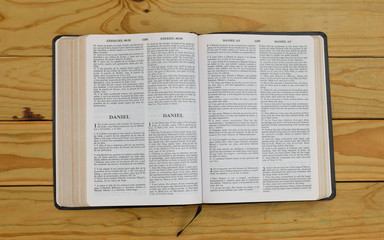 open bilingual bible book on Daniel, Spanish and english 
