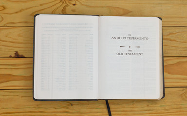 open bilingual bible book on old testament , Spanish and english 