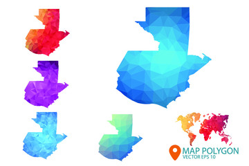 Guatemala Map - Set of geometric rumpled triangular low poly style gradient graphic background , Map world polygonal design for your . Vector illustration eps 10.