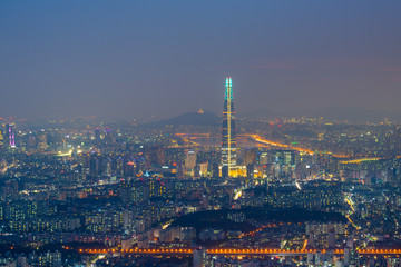 Sunset of Seoul City Skyline,South Korea.