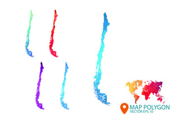 Chile Map - Set of geometric rumpled triangular low poly style gradient graphic background , Map world polygonal design for your . Vector illustration eps 10.