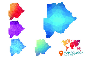 Botswana Map - Set of geometric rumpled triangular low poly style gradient graphic background , Map world polygonal design for your . Vector illustration eps 10.
