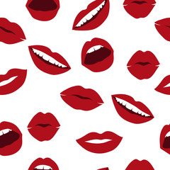 Seamless lips pattern, vector.