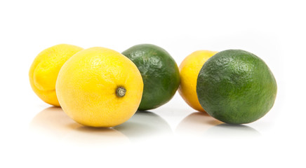 Lemon and Limes on a White Background