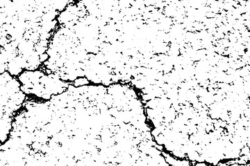 Grunge black and white crack texture background (Vector). Use for decoration, aging or old layer