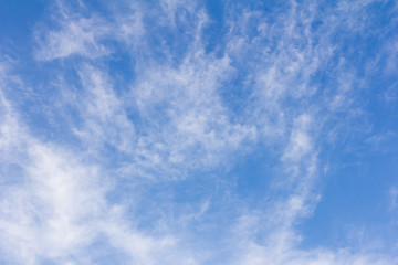 Clear blue color sky with white cloud background