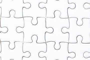 Closed up of white plain jigsaw game background