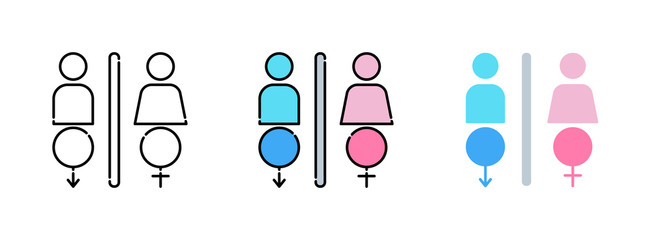 Gender symbols icon set isolated on white background for web design