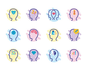 bundle of profiles mental health line style icon